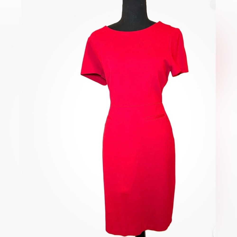 Talbots Womens Sheath Midi Dress Red Petite Size 4p Talbots Womens Sheath Midi Dress Red Petite Size 4p